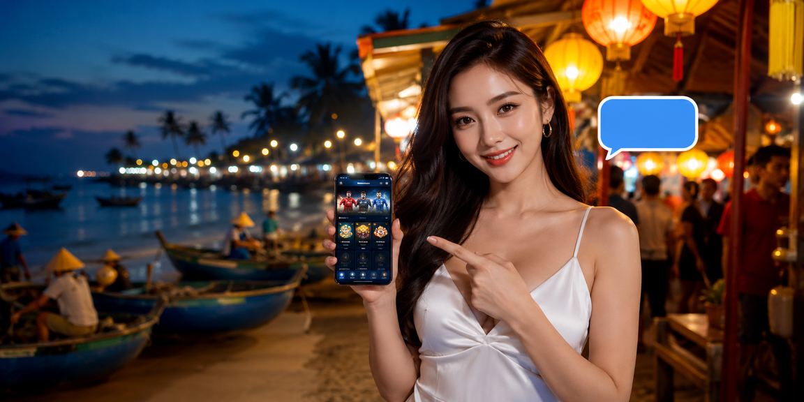 Cảnh chợ đêm Mũi Né với người dùng xem phân tích casino trên điện thoại di động